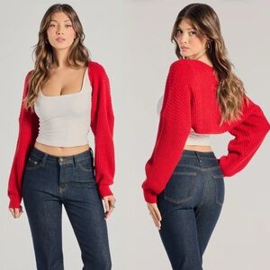 Tresser Red Knit Bolero Shrug